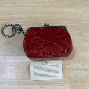 Patricia Nash Red Embossed Leather Coin Purse, NWOT